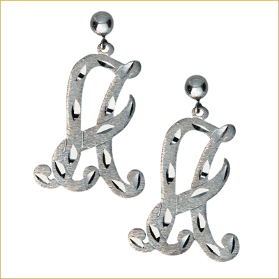 Silver initial earrings