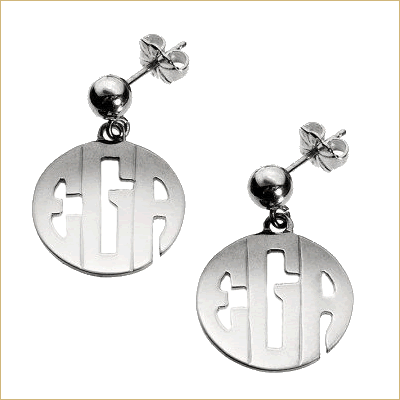 Silver initial monogram earrings