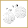 Silver engraved monogam earrings