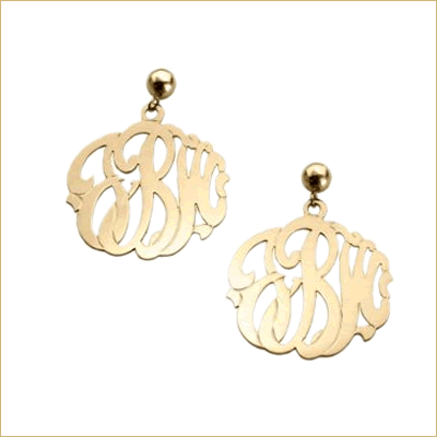 Gold initial monogram earrings