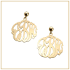 Gold initial monogram earrings