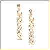 Gold drop bar name earrings