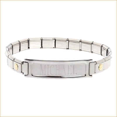 Men's silver nameplate bracelet