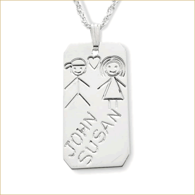 Silver engraved dogtag pendant