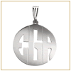 Silver circle block monogram pendant