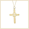 Gold cross with initial monogram pendant