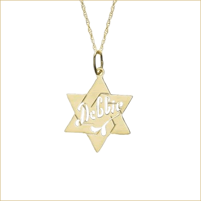 Gold Star of David monogram pendant