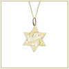 Gold Star of David monogram pendan