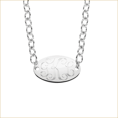 Silver engraved monogram pendant