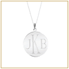 Silver engraved monogram pendant