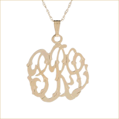 Gold script monogram initial pendant