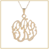 Gold script monogram initial pendant